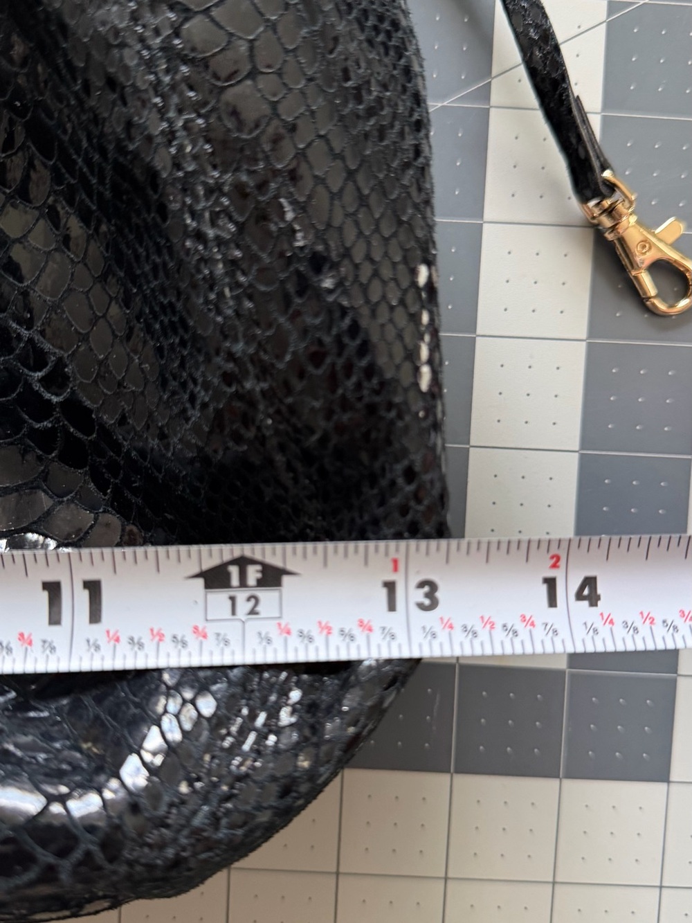 Michael Kors Black Patent Snake-Embossed Shoulder Hobo with Gold Hardware - Picture 4 of 8
